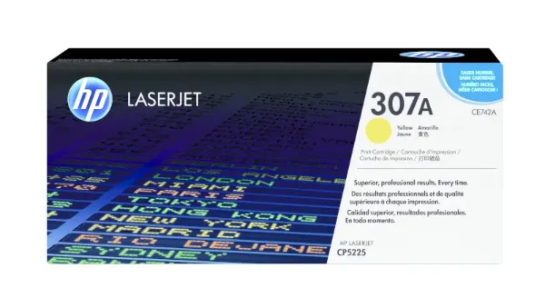 HP 307A (CE742A) Color LaserJet CP5225 Yellow Original LaserJet Toner Cartridge (7,300 Yield)